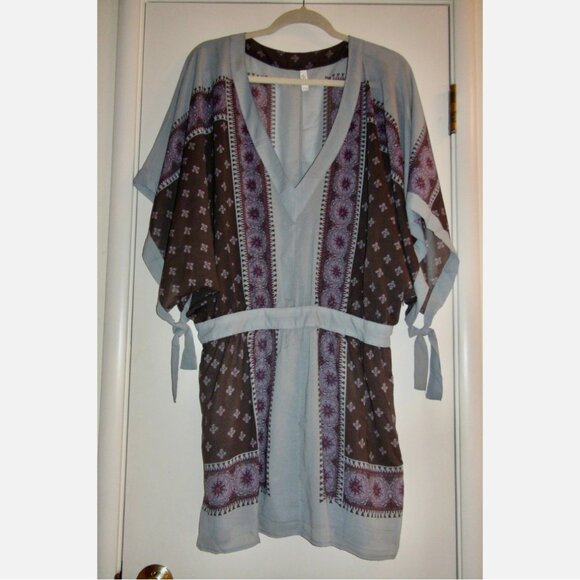 NWOT Free People Santa Cruz Dusty Blue Kimono Mini Dress - Picture 10 of 11